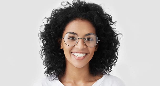 Smiling woman with glasses